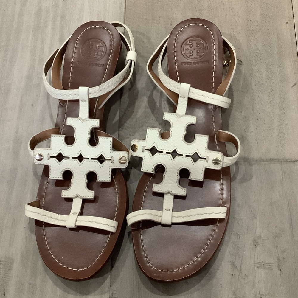 Tory Burch White and Tan Women's Sandals